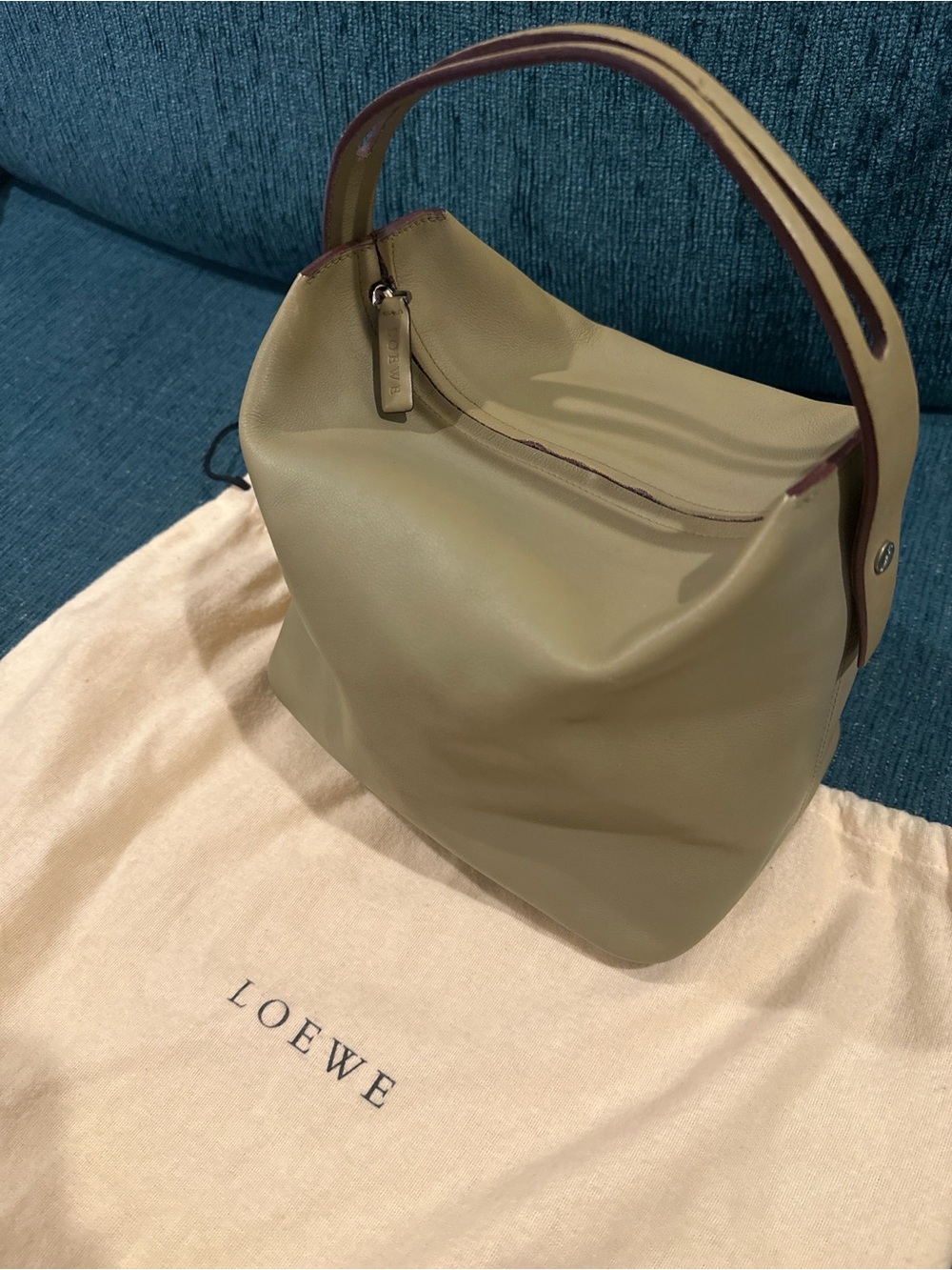 Loewe Cubi Olive Green Leather top handle Bag
